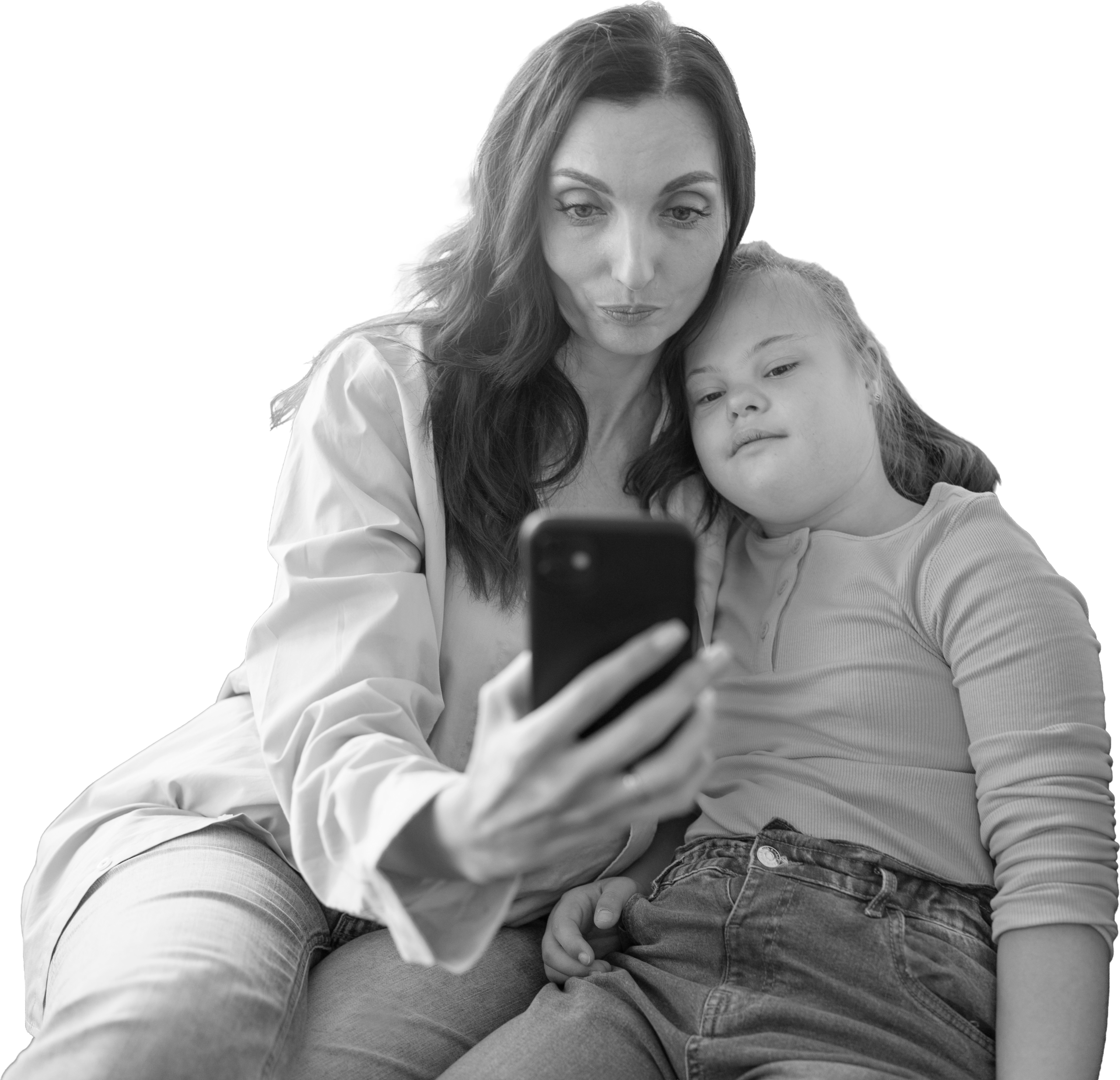 women and a girl posing together